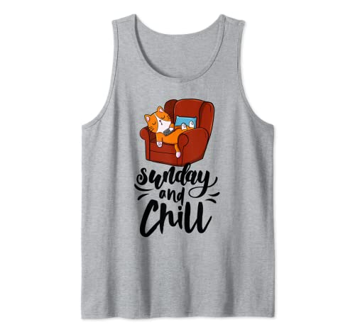 Sunday & Chill Sleep Mujeres Divertidas Cabeza perezosa Camiseta sin Mangas