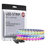 BTF-LIGHTING FCOB COB WS2812B IC RGB LED Strip DC5V 6.5FT 360LED 10mm IP30