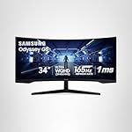 SAMSUNG 34' Odyssey G5 Ultra-Wide Gaming Monitor with 1000R Curved Screen, 165Hz, 1ms, FreeSync Premium, Large Display, Eye Comfort, Multiple Ports, WQHD, LC34G55TWWNXZA, Black