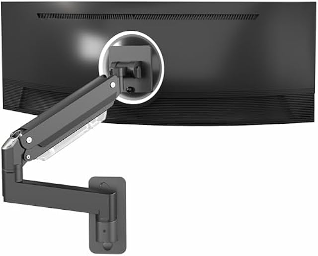 VIVO Premium Aluminum Heavy Duty Monitor Arm for Ultrawide Screens up to 49 inches and 44 lbs, Single Wall Mount, Pneumatic Height, Max VESA 100x100, Black, MOUNT-V101G1