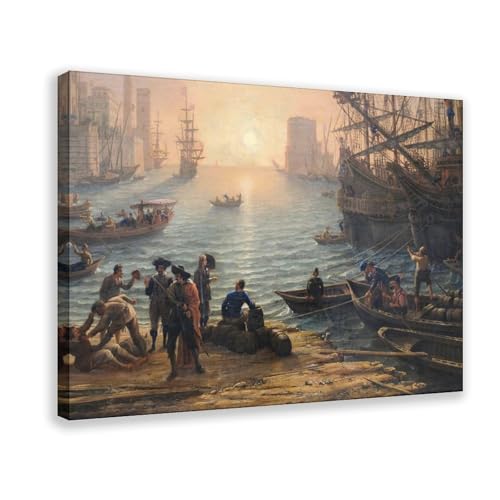 Impression sur toile Claude Lorrain grand format avec cadre en bois robuste