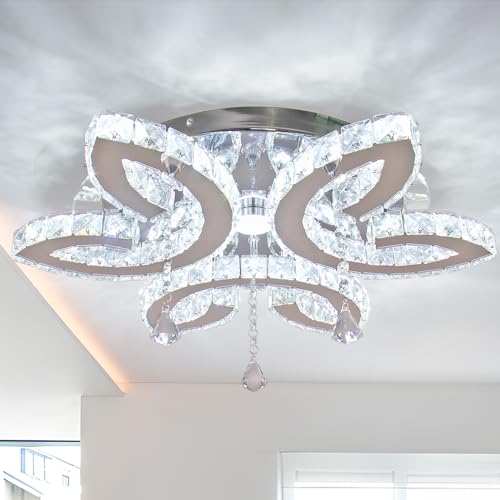 Finktonglan Modern Crystal LED Chandeliers - LED Ceiling Lamp for Living Room, Bedroom & Dining Room (Cool White)