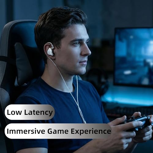 TKZK TK02 インイヤーモニター 有線ヘッドホン 1DD 4BA メタルiem ハイファイゲームイヤホン 2ピン絡まないケーブル ノイズキャンセリング 有線イヤホン PCゲーム/ミュージックビデオ用 ブラック マイクなし