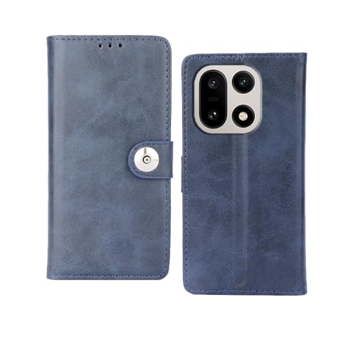 Image of amazon basics OnePlus 15 5G Flip Cover | Card Pockets Wallet & Stand | Flip Cover for OnePlus 15 5G (Blue Button)
