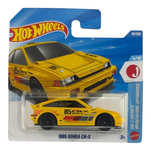 Hot Wheels 1985 Honda CR-X [Yellow] J-Imports 4/10, 89/250, 1:64 Scale Diecast Toy Vehicle