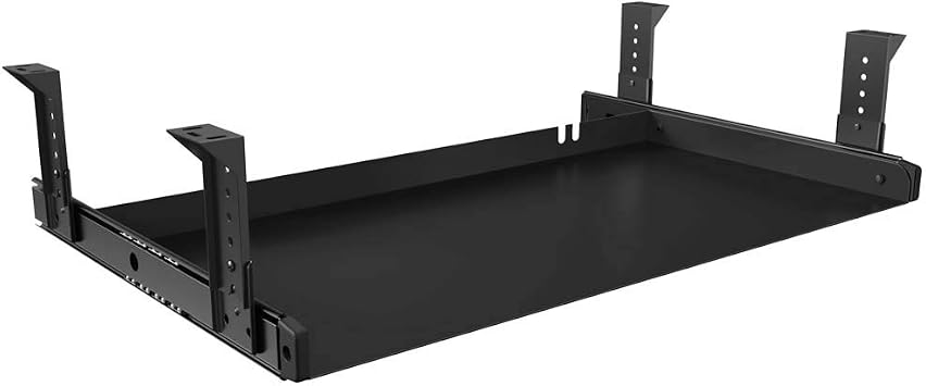 FRMSAET All-Metal 20/24/30 inch Slide Out Drawer Platform 20 inch, Black | Heavy Duty Computer Platforms Sliding Drawer with Adjustable Height Slide for Home OfficeGarage Storage, Save Space
