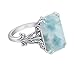 MSJ By Monica Natural Larimar Ring for Women – 925 Sterling Silver Art Deco Statement Ring, Blue Baguette Gemstone, Vintage Inspired Cocktail Ring, Handmade Birthstone Jewelry Gift for Her