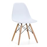HOGAR24 ES - Pack de 2 Sillas Estilo Escandinavo Color Blanco, Patas Cónicas de Madera de Haya