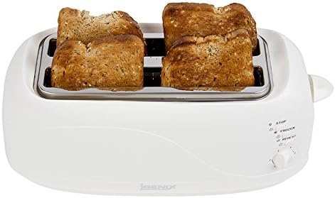 Igenix IG3020 4 Slice Toaster in White, 2 Long Slots with Adjustable Browning Control, Removable Crumb Tray for Easy Cleaning, Frozen and Reheat Function, White