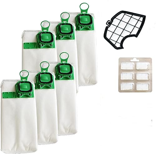 FP - kit 6 sacchetti compatibile per aspirapolvere folletto vk 140-150 + 1 griglia motore + 6 profumi