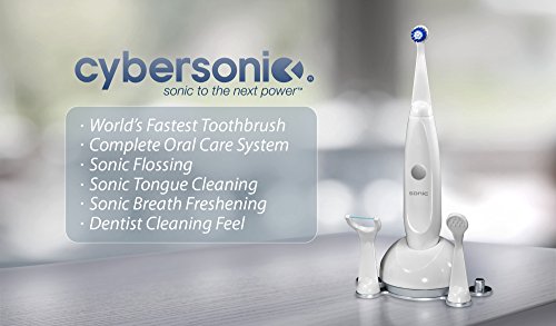 Cybersonic3 Electric Toothbrush, Rechargable Power Toothbrush With Complete Dental Care Kit Including Tongue Scraper And Floss Heads #TOP1