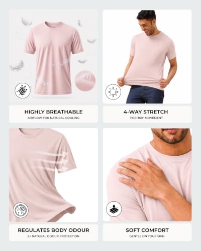 Image of Wellbi Bamboo Men's Tshirt - Ultra-Soft, Breathable & Sustainable | Premium Cotton Blend for Supreme Comfort | Stylish & Eco-Friendly T-Shirt for Men | Tshirt Men Cotton