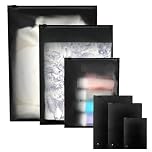 Daily Treasures 24Pcs Reusable Ziplock Bags,Black & Clear Frosted Double-sided Organiser Bags,Travel Clothes Storage Bags,Plastic Bags for Travel Hospital Maternity Shoes Cosmetics(3 Mixed Sizes)