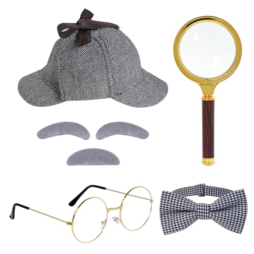 HOVEOX - HOVEOX Detective Costume Detective Hat Accessories Set for Halloween Costumes (Traditional)