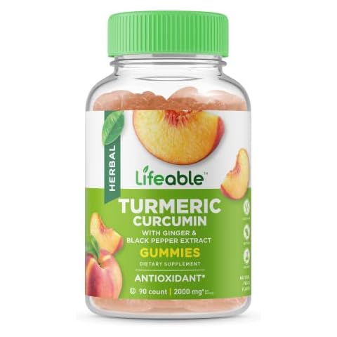 Lifeable Turmeric Curcumin with Ginger & Black Pepper Extract – 2000mg – Great Tasting Natural Flavor Gummy –Vegetarian GMO-Free Supplement – 90 Gummies Cover