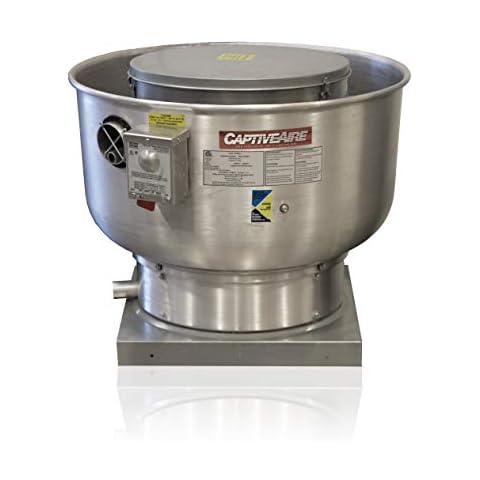CAPTIVE-AIRE Low Profile Grease Rated Food Truck Exhaust Fan- High Speed Direct Drive Centrifugal Upblast Exhaust Fan with speed control- 19"-24.75" Fan Base, 115 Volt Single Phase Motor, (DU85HFA-) Cover