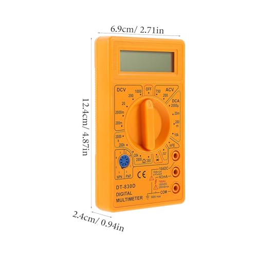Image of TEHAUX 830D Digital Multimeter with Buzzer - 3 1 /2-Digit LCD (1999 Count), Overload Protection & Continuity Test - for Electrical Troubleshooting, DIY Projects, Students