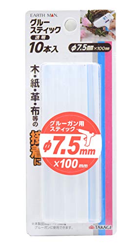 ���V �O���[�X�e�B�b�N ���� ��7.5mm×100mm 10�{�� EARTH MAN ��7.5mm�p�O���[�K���Ή� �ڒ� �Œ� �\��t�� ������