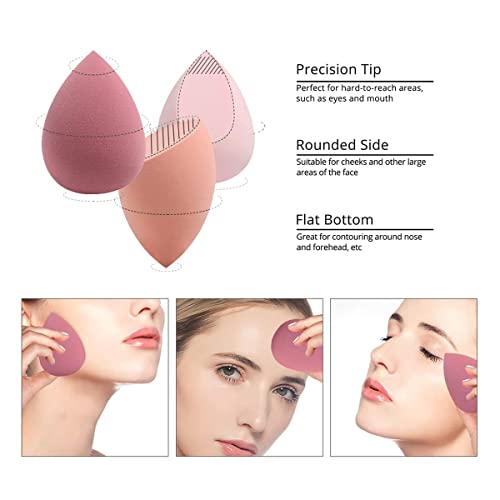 Image of 2 Pcs Makeup Sponge Set Blender Beauty Foundation Blending Sponge, Flawless for Liquid, Cream, and Powder, Multi-colored Makeup Sponges and Round Makeup Brush