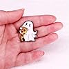 Ghost Holding Pizza Enamel Pin Cartoon Ghost Apparition Brooch Pin Mental Badge Funny Scary Brooch Jeans Bag Decor Craft Shirt Collar Pin Fashion Jewelry Festival Gift for Boys Girls Women Men #2