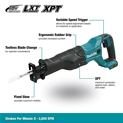 Makita 6-Tool LXT Combo Kit DLX6138MX1, 18V Cordless Power Tools Set with Hammer Drill, Impact Driver, Angle Grinder, Reciprocating Saw, Circular Saw, Jig Saw, 2X 4.0Ah Batteries, Charger and tool Bag by Makita - Image 3