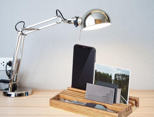 Gentlemen’s Hardware Wooden Desk Organiser with Phone Stand, Contains storage for pens business cards and other small items - Image 4