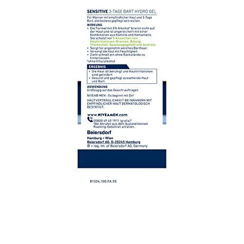 Nivea Men Sensitive 3-Day Beard Hydro Gel in 1 Pack (1 x 50 ml) Moisturising Cream for Men with Sensitive Skin and 3-Day Beard, Soothing Face Cream - Image 3