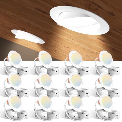 Amico 12 Pack 3 Inch 5CCT Gimbal LED Recessed Ceiling Light