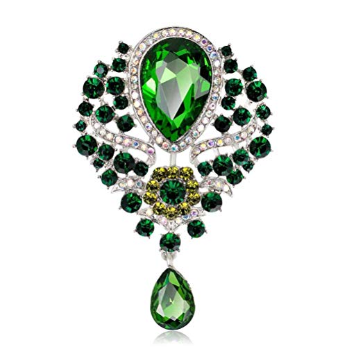Broches goutte d'eau en cristal vert style vintage chic pour mariage
