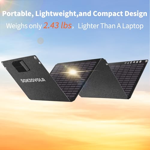 SOKIOVOLA 50W Portable Solar Panels,Foldable Solar Panel Charger IP68 Waterproof with USB-A and USB-C Ports DC 18V Output for Small Power Station Outdoor Camping RV Trip - Thumbnail 6