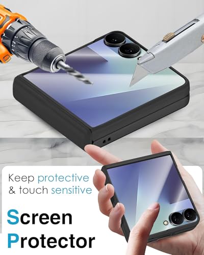 Image of Kapa Ultra Thin Back Cover for Galaxy Z Flip7 / Z Flip 7 | with [Magnetic Hinge Protection] and Inbuilt Glass Window Protection (Black)