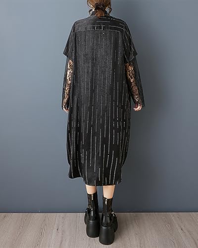 Robe rayée col à revers ellazhu pour un style décontracté chic en terrasse