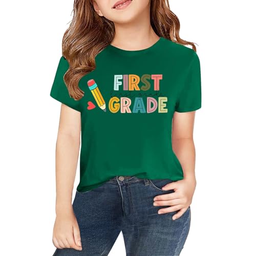 Girls Back to School Graphic T-Shirts, Kids First Grade T-Shirt, Toddlers First Day of School Outfit Summer Tee Tops