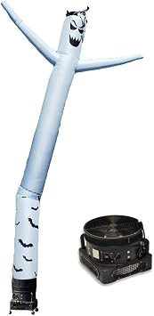 Global Advertising Solutions Ghost White Inflatable Tube Man Guy 20ft Air Powered Dancer Body Complete with 1HP 2 Speed Air Blower