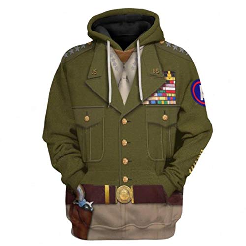 Image of Uyecos Historical Hoodie Revolutionary War Uniform Top | Historical Figure Print, Military Uniform Print, for Historical Reenactment, Halloween Cosplay