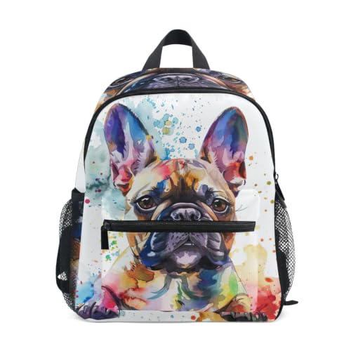 RPLIFE Sac à dos aquarelle bouledogue français pour tout-petits garçons filles enfants sac à dos d'école, Aquarelle bouledogue français, Small, Sacs à dos cool imprimé football