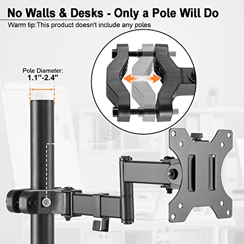 PUTORSEN Universal VESA Pole Mount, Full Motion TV Pole Mount Fits 17 to 32 inch Screens, with Removable 75mm and 100mm VESA Plate, Vesa Mount Arm Holds up to 8kg/17.6lbs, Black