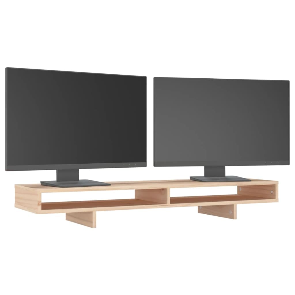 Supporto per monitor in legno di pino massiccio, 100 x 27 x 14 cm, telaio in legno con vano portaoggetti, per monitor, tavolo per laptop, scrivania in piedi per ufficio, home office