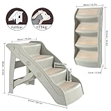 YRHome Hundetreppe Klappbar Tiertreppe Haustiertreppe 4 Stufen 50cm Hoch Katzentreppe mit Rutschfesten Matte und Stützstange Hunderampe für Hunde Katze bis zu 75 kg Grau