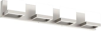 Tipace 4 Lights LED Modern Vanity Light Brushed Nickel Bathroom Lighting Fixture Up and Down Bathroom Wall Light Over MirrorWhite Light 6000K