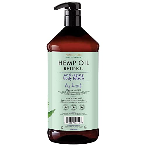Pharm To Table Hemp Oil & Retinol Anti-Aging Body Lotion, Locks In Moisture, Cruelty And Paraben Free Skin Care, 32Oz/960Ml #TOP1