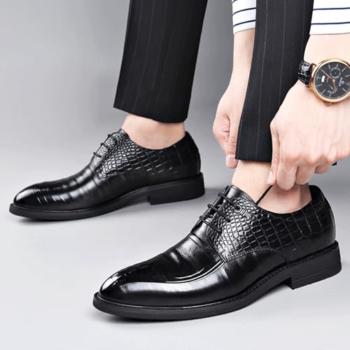Mens Low Heel Derby Oxfords Shoes for Men, Round Toe Lace-up Fashion Pointed Toe Comfort Non Slip Dress Shoes Business Office Wedding2