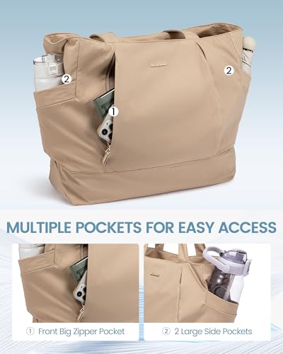 LOVEVOOK Tote Bag for Women Work Travel, Lightweight Laptop Bag Teacher Tote Purse, Khaki2