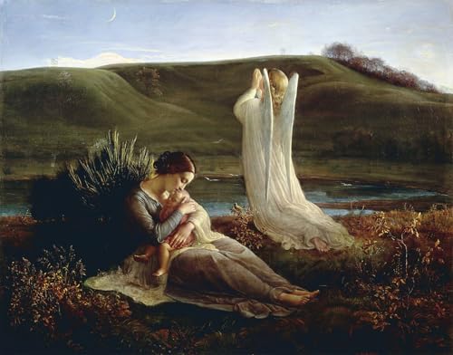 Pintura mural en lienzo de alta calidad con arte francés de Louis Janmot, 60x90cm