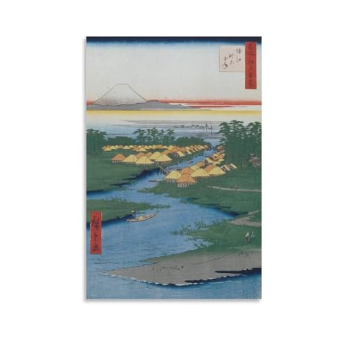 歌川広重 堀江と猫実(江戸百景)のポスター プリント キャンバス 絵画 壁アート モダン ホーム装飾 ぶら下がる ポスター 画像 壁の絵 版画 ギフト24x36inch(60x90cm)