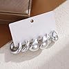 IFKM 9 Pairs Silver Hoop Earrings Set For Women Hypoallergenic Chunky Chain Twisted Open Hoops Dangle Earring Packs For Birthday Party Christmas Fashion Jewelry Gift #5