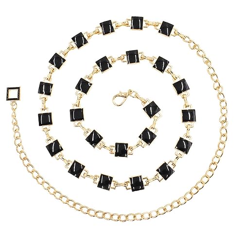 Black and White Waist chain for Women Adjustable Fashionable Metal Belt Dress Sweater Waist Closing Decorative Belt