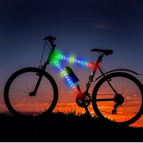 JUSJUBR LED Lights for Scooter, Multiple Colors and Lighting Modes, App Control, Colorful Bike Skateboard Lights with Battery Box for Night Riding