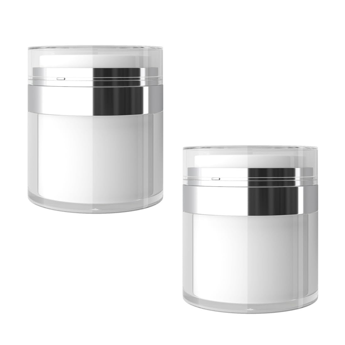 XPEX Pack of 2 Airless Pump Jar, Cream Pump Dispenser, Empty, Refillable Pump Container, Vacuum Cosmetic Container, Refillable Airless Lotion Jar with Lid for Travel