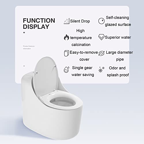 Cabgon Ceramic Toilet, Colorful Personality Home Nordic Style One-Piece Toilet Super Whirlpool Siphon Type Modern Minimalist Round Toilet Suitable For Home, Hotel, Bathroom Grey-400Mm #TOP6